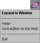 aQtive icon drop-down menu